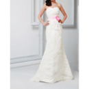 Inexpensive Sheath Floor Length Pleated Wedding Dresses with Sashes