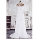 New One Shoulder Chiffon Empire Sweep Train Wedding Dresses