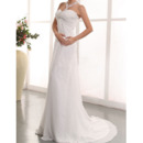 Sexy Sheath Halter Sweetheart Sweep Train Chiffon Wedding Dresses