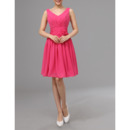 Vintage V-Neck Sleeveless Short Chiffon Bridesmaid/ Party Dresses