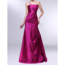 Discount Sheath One Shoulder Floor Length Satin Evening Dresses