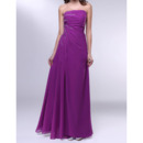 Inexpensive A-Line Strapless Floor Length Chiffon Evening Dresses