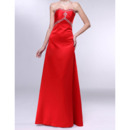 Formal A-Line Sweetheart Sleeveless Floor Length Satin Evening Dresses