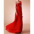 New Sheath One Shoulder Floor Length Chiffon Evening Dresses