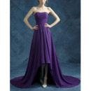 Inexpensive Strapless High-Low Asymmetric Chiffon Evening Dresses