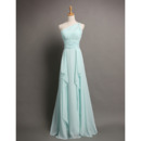 A-Line One Shoulder Floor Length Chiffon Evening Dresses