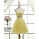Affordable A-Line Sweetheart Short Satin Tulle Homecoming Dresses