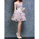 Inexpensive Ball Gown Strapless Short Organza Layered Homecoming Dresses