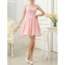 Inexpensive A-Line Strapless Short Chiffon Pleated Homecoming Dresses