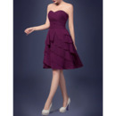 Affordable A-Line Sweetheart Short Chiffon Layered Homecoming Dresses