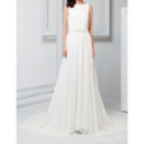 New Chic Column Bateau Court Train Chiffon Wedding Dresses