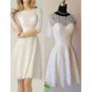 Vintage Mini Lace Short Reception Wedding Dresses with Half Sleeves