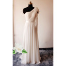 Elegant Column One Shoulder Floor Length Chiffon Wedding Dresses