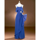 Custom Spaghetti Straps Floor Length Chiffon Drape Evening Dresses