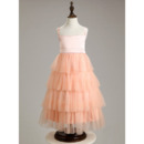 Lovely Straps Tea Length Layered Skirt Easter Little Girls Dresses
