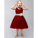 Lovely Ball Gown Knee Length Satin Flower Girl Dresses with Sashes