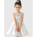 Custom Lovely A-Line Short Satin Girls First Communion Dresses