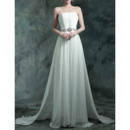 Elegant Strapless Sleeveless Sweep Train Chiffon Wedding Dresses