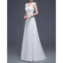 Affordable A-Line Straps Floor Length Satin Organza Wedding Dresses