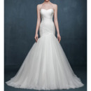 Sexy Mermaid Sweetheart Sleeveless Sweep Train Tulle Wedding Dresses