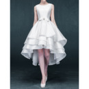 A-Line High-Low Asymmetric Short Satin Wedding Dresses
