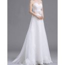 Inexpensive A-Line Sweetheart Floor Length Organza Wedding Dresses
