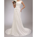 New Elegant One Shoulder Court Train Chiffon Wedding Dresses