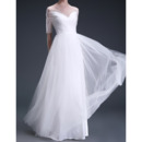 New Sweetheart Floor Length Organza Wedding Dresses with Sleeves