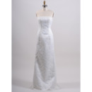 Custom Column Strapless Sleeveless Sweep Train Satin Wedding Dresses