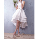 A-Line High-Low Satin Layered Skirt Wedding Dresses