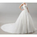 Elegant A-Line Straps Cathedral Train Satin Tulle Wedding Dresses