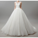 Ball Gown Chapel Train Satin Tulle Applique Wedding Dresses