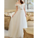 Custom Off-the-shoulder Floor Length Chiffon Organza Wedding Dresses
