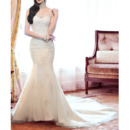 Discount Mermaid Sleeveless Chapel Train Satin Tulle Wedding Dresses