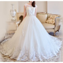 Luxurious Ball Gown Cathedral Train Satin Tulle Wedding Dresses