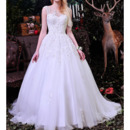 Ball Gown Chapel Train Satin Organza Wedding Dresses