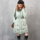 Women's Fashion Winter Solid Empire Long Sleeves Ruffle Down Coats