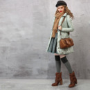 Women's Fashion Winter Solid Empire Long Sleeves Ruffle Down Coats