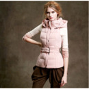 Women's Fashion Winter Fit Pink Hooded Sleeveless Down Vests Coats