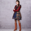 Women's Casual Winter Slim Plaid Hooded Long Down Coats Parkas