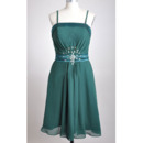 Inexpensive Spaghetti Straps Chiffon Tea Length Bridesmaid Dresses