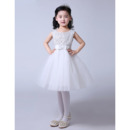 Adorable A-Line Knee Length Satin Organza Beaded Flower Girl Dresses