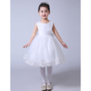 Custom Ball Gown Knee Length Organza Satin Bow Flower Girl Dresses