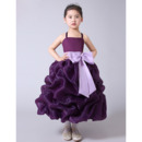 Stunning Tea Length Pick-Up Skirt Flower Girl Dresses with Sashes