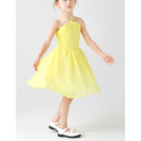 Custom Spaghetti Straps Knee Length Chiffon Little Girls Easter Dresses