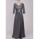Custom Floor Length Chiffon Mother Dresses with 3/4 Lace Sleeves