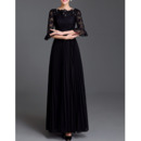 Elegant Chiffon Lace Pleated Mother Dresses with Trumpet Sleeves