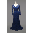 Sheath V-Neck Lace Mother Dresses with Long Lace Sleeves