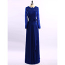 Vintage Floor Length Chiffon Mother Dresses with Long Lace Sleeves