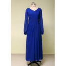 Vintage V-Neck Tea Length Chiffon Mother Dresses with Long Sleeves
